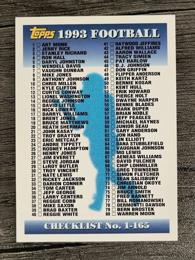 1993 Topps #329 Checklist 1-165