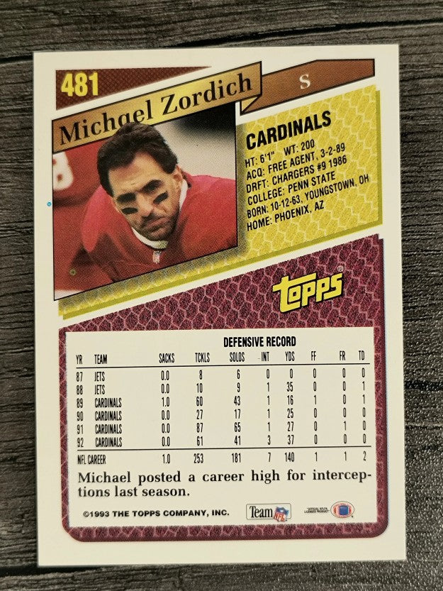 1993 Topps #481 Michael Zordich