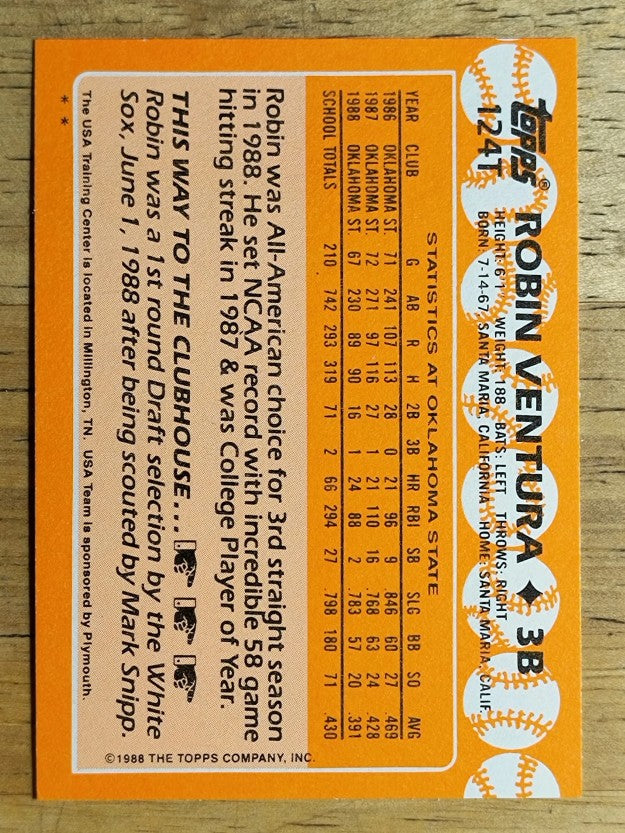 1988 Topps Traded #124T Robin Ventura OLY XRC