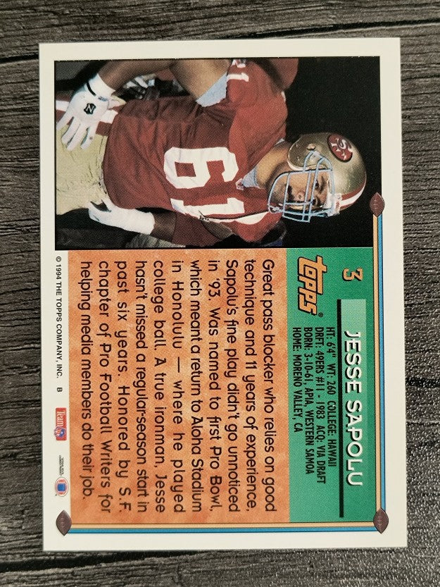 1994 Topps #3 Jesse Sapolu