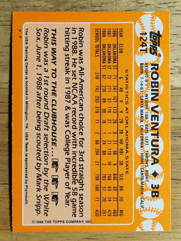 1988 Topps Traded #124T Robin Ventura OLY XRC