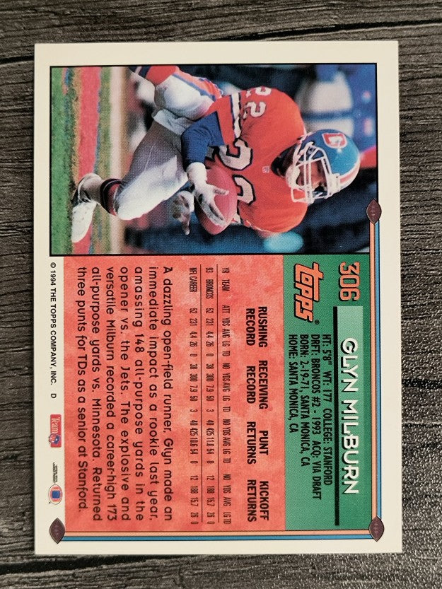 1994 Topps #306 Glyn Milburn