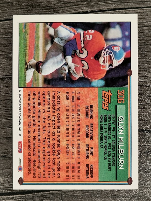 1994 Topps #306 Glyn Milburn