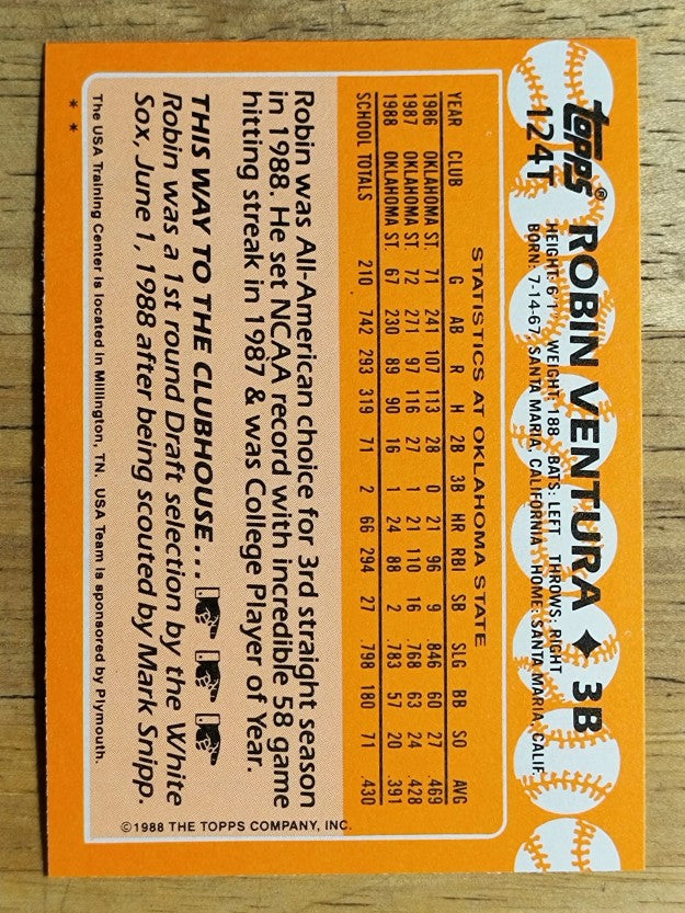 1988 Topps Traded #124T Robin Ventura OLY XRC