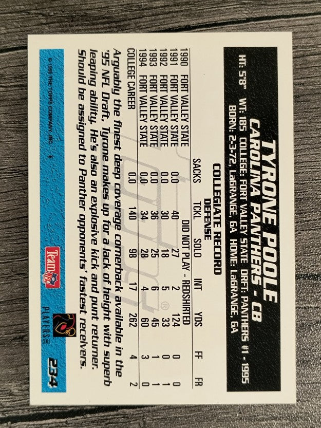1995 Topps #234 Tyrone Poole RC