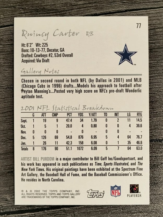2002 Topps Gallery #77 Quincy Carter