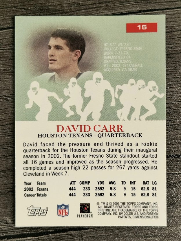 2003 Topps Pristine #15 David Carr