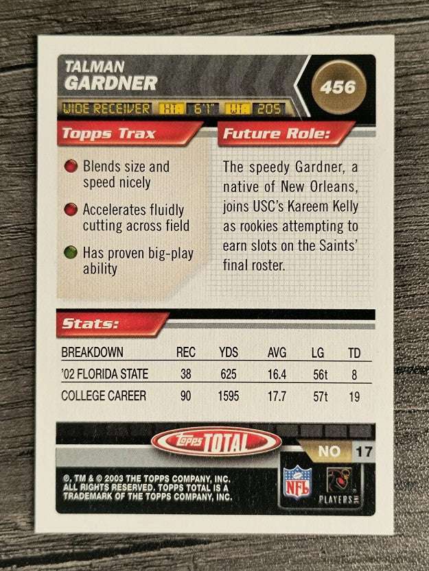 2003 Topps Total #456 Talman Gardner RC