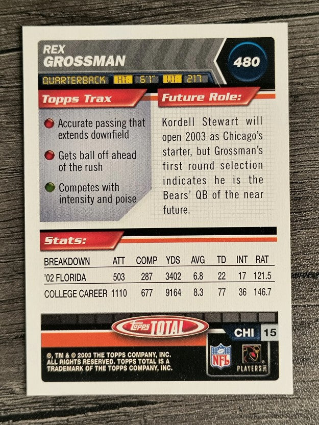 2003 Topps Total #480 Rex Grossman RC