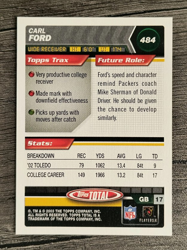 2003 Topps Total #484 Carl Ford RC
