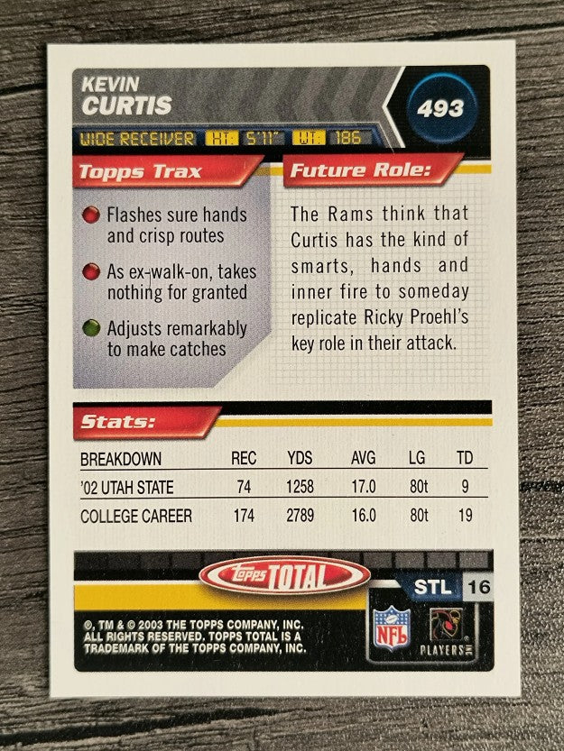 2003 Topps Total #493 Kevin Curtis RC