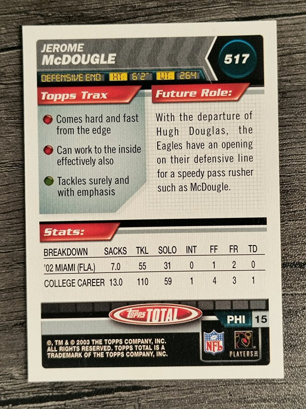 2003 Topps Total #517 Jerome McDougle RC
