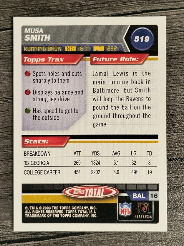 2003 Topps Total #519 Musa Smith RC