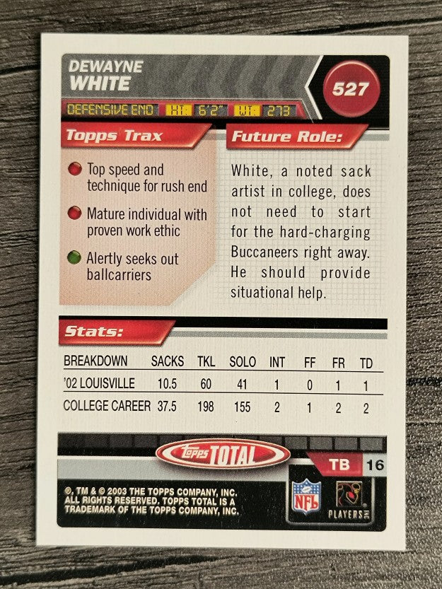 2003 Topps Total #527 DeWayne White RC