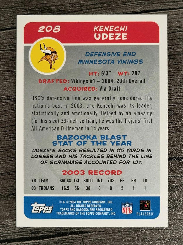 2004 Bazooka #208 Kenechi Udeze RC