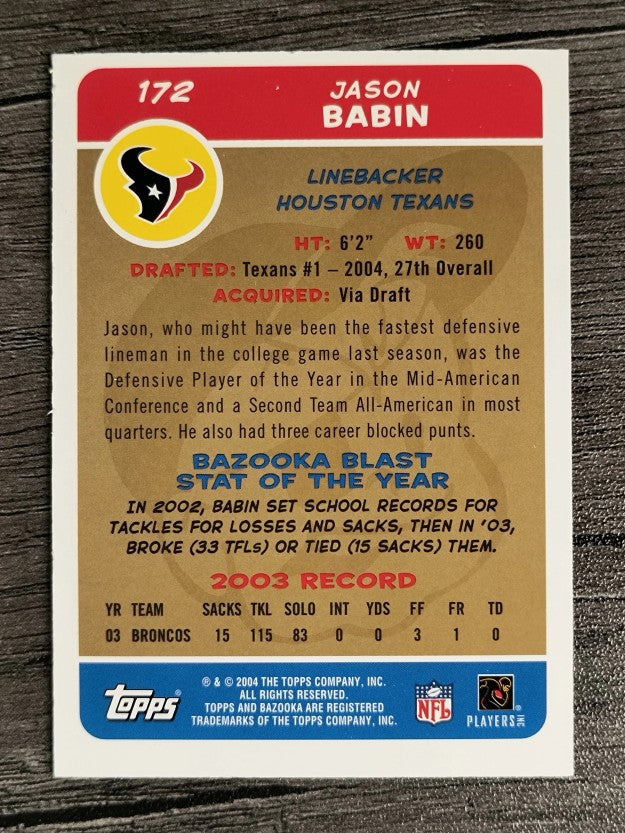 2004 Bazooka Gold #172 Jason Babin