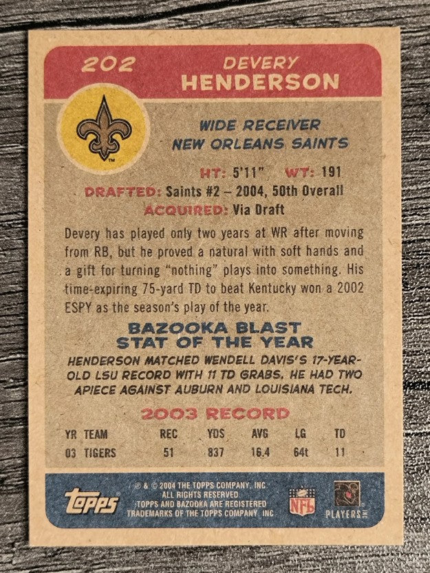 2004 Bazooka Minis #202 Devery Henderson