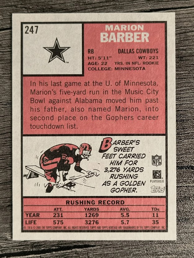2005 Topps Heritage #247 Marion Barber RC