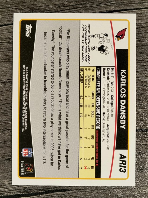 2006 Cardinals Topps #ARI3 Karlos Dansby