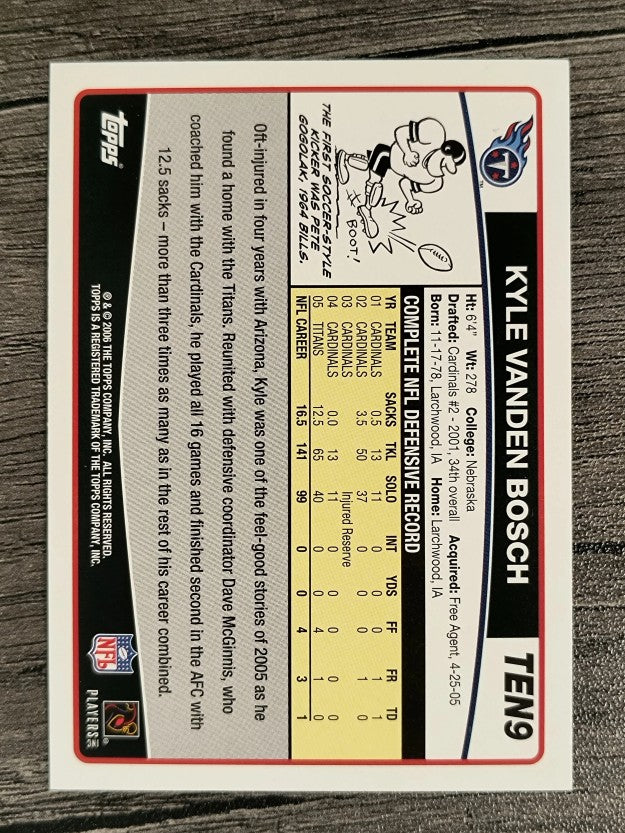 2006 Titans Topps #TEN9 Kyle Vanden Bosch