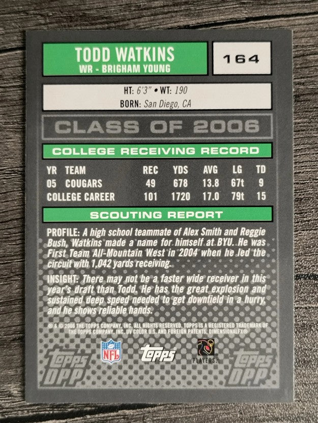2006 Topps Draft Picks and Prospects Chrome Black #164 Todd Watkins
