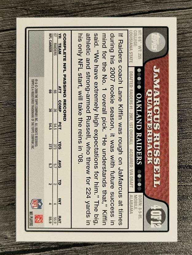 2008 Raiders Topps #4 JaMarcus Russell