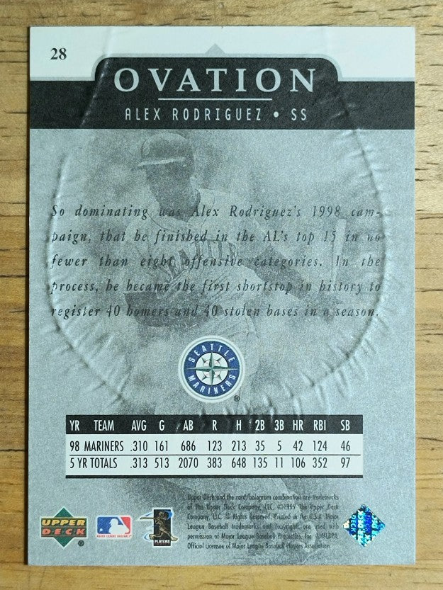 1999 Upper Deck Ovation #28 Alex Rodriguez