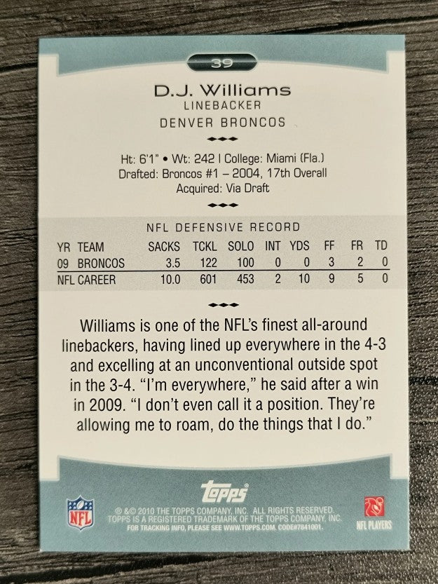 2010 Topps Platinum #39 D.J. Williams