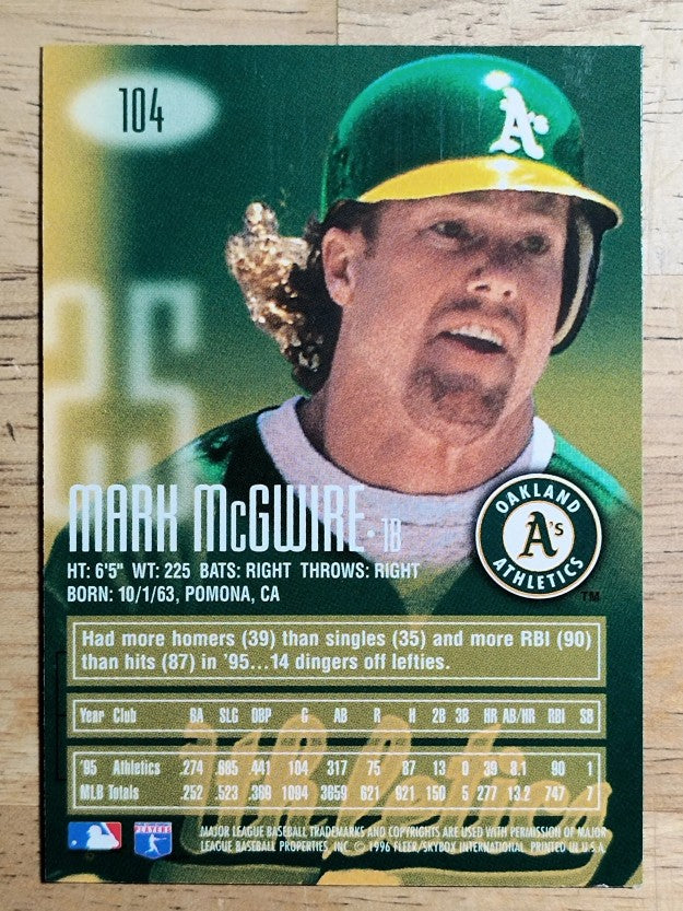 1996 Emotion-XL #104 Mark McGwire