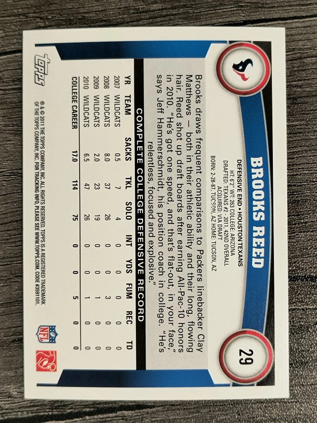 2011 Topps #29 Brooks Reed RC