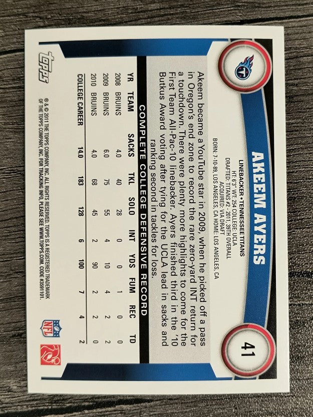 2011 Topps #41 Akeem Ayers RC