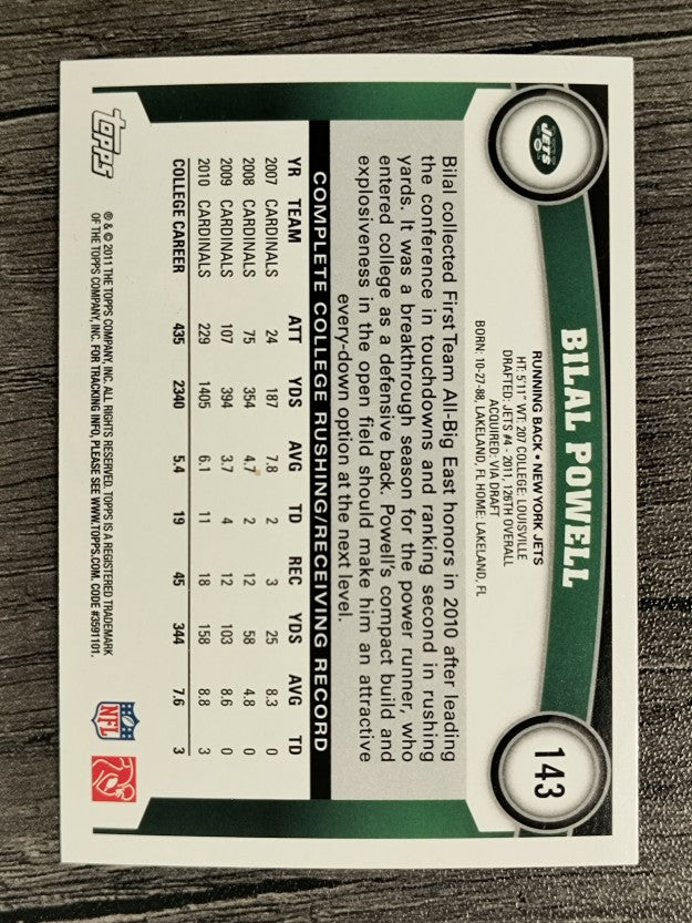 2011 Topps #143 Bilal Powell RC