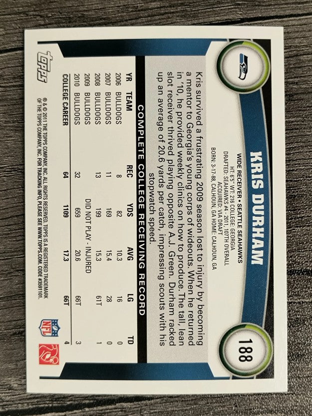 2011 Topps #188 Kris Durham RC
