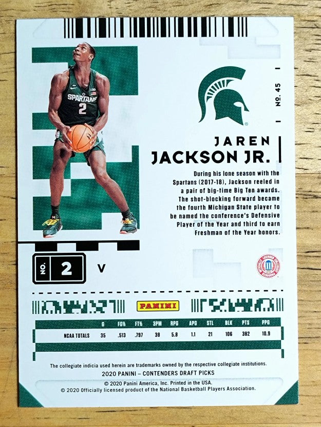 2020-21 Panini Contenders Draft Picks Variations #45 Jaren Jackson Jr.