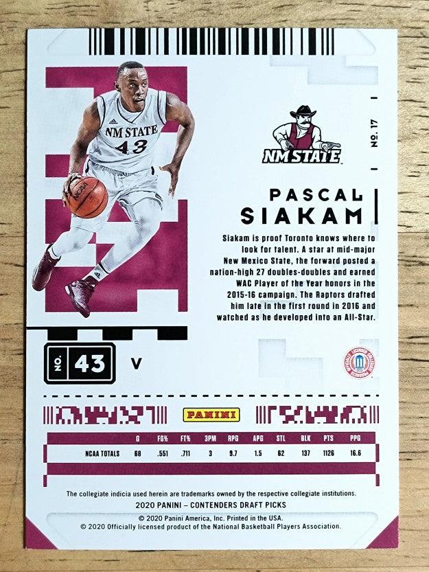 2020-21 Panini Contenders Draft Picks Variations #17 Pascal Siakam