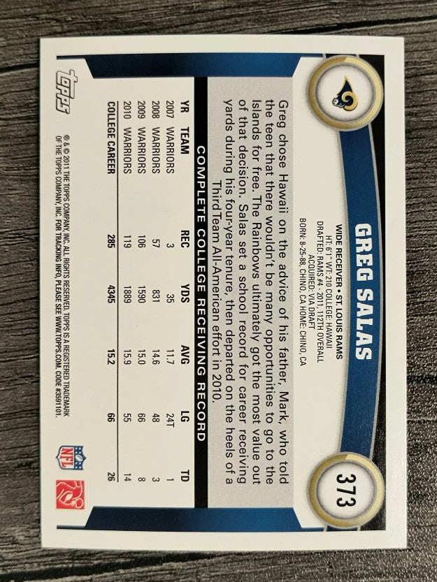 2011 Topps #373 Greg Salas RC