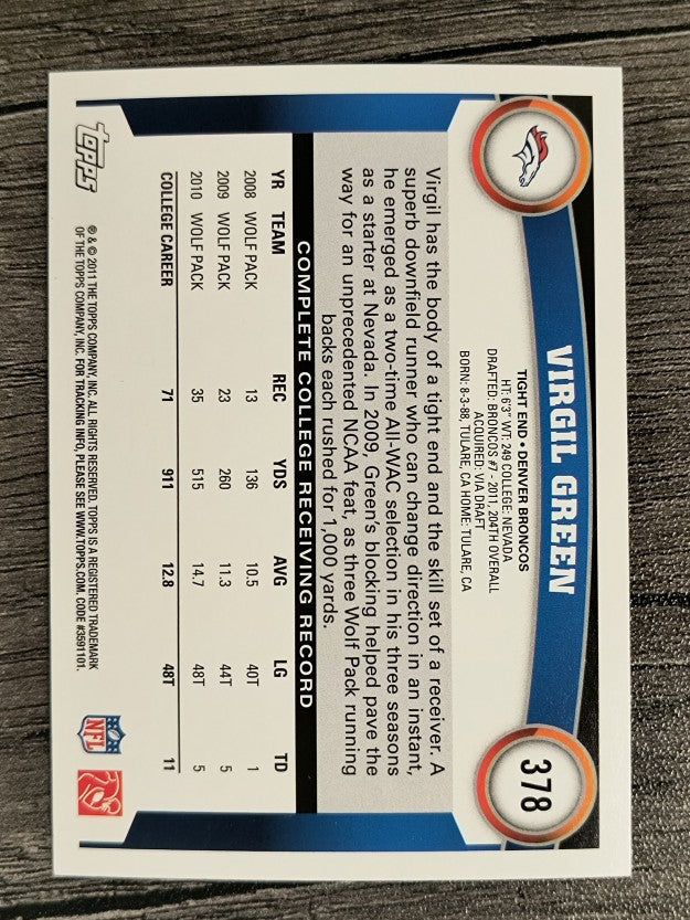 2011 Topps #378 Virgil Green RC