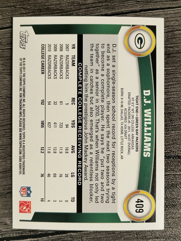 2011 Topps #409 D.J. Williams RC