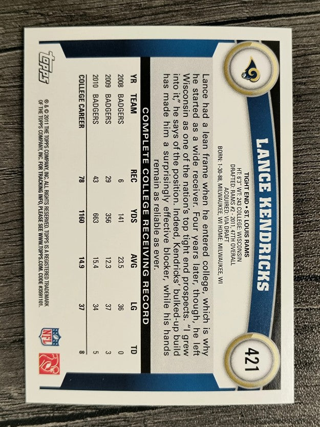 2011 Topps #421 Lance Kendricks RC