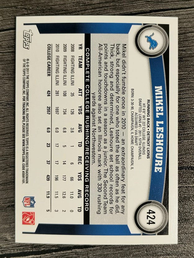2011 Topps #424A Mikel Leshoure RC/running pose