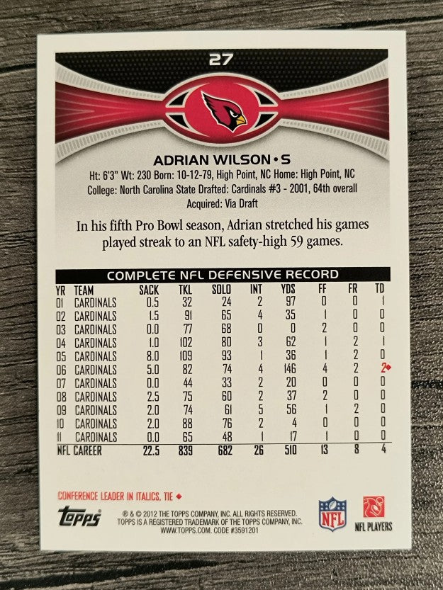 2012 Topps #27 Adrian Wilson