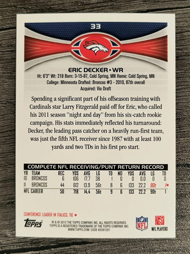 2012 Topps #33 Eric Decker