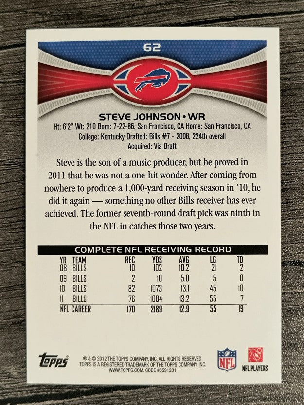 2012 Topps #62 Steve Johnson