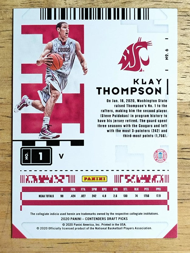 2020-21 Panini Contenders Draft Picks Variations #6 Klay Thompson