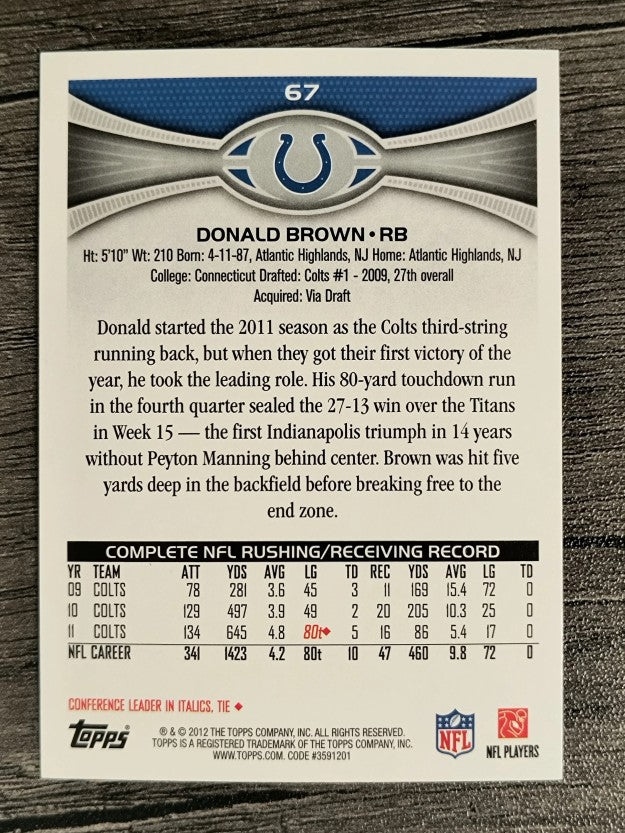 2012 Topps #67 Donald Brown