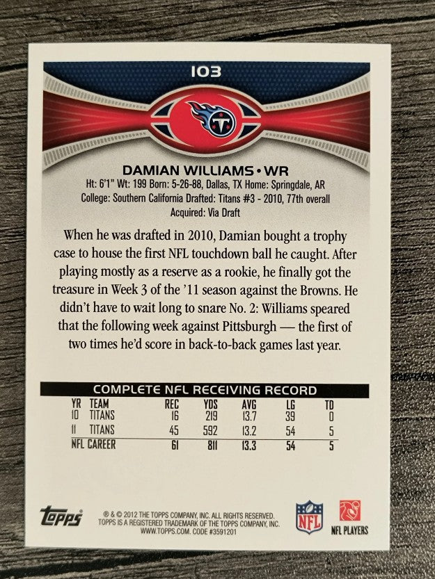2012 Topps #103 Damian Williams