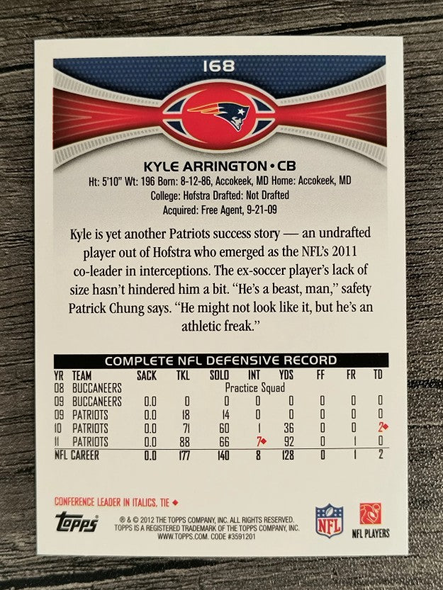 2012 Topps #168 Kyle Arrington