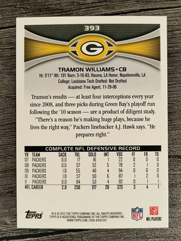 2012 Topps #393 Tramon Williams
