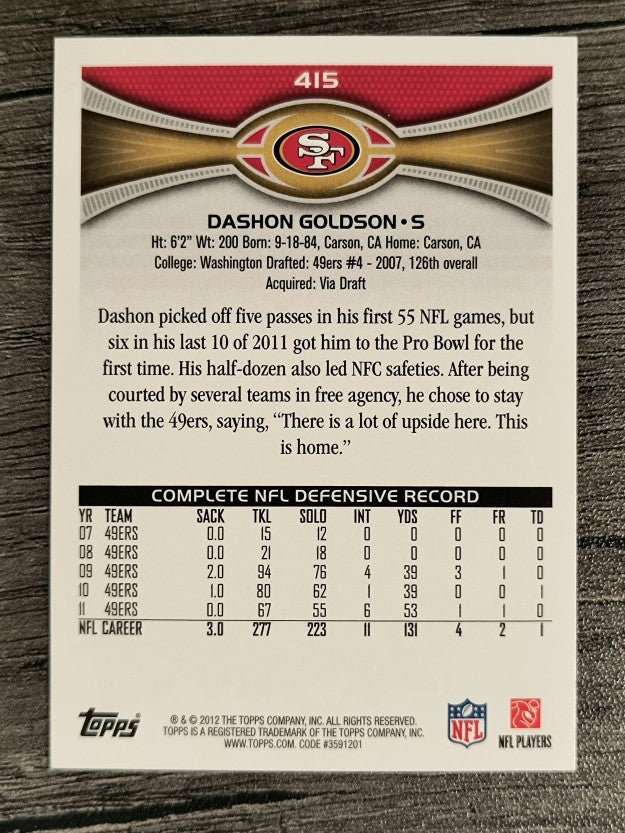 2012 Topps #415 Dashon Goldson