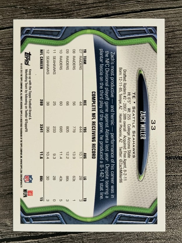 2013 Topps #33 Zach Miller